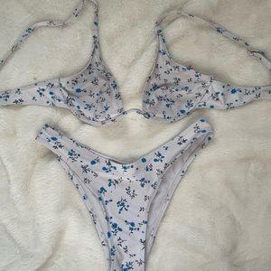 Blue and white floral bikini